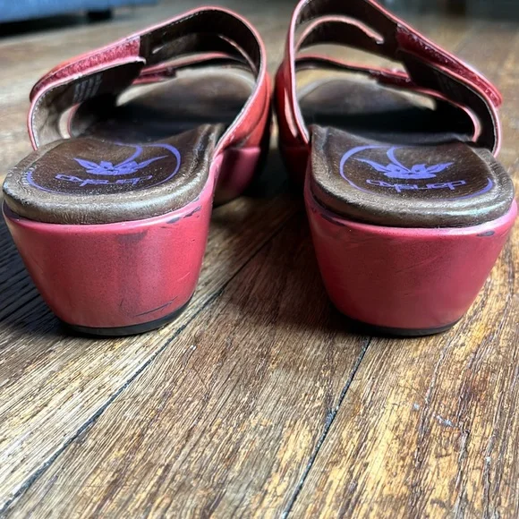 Dansko platform slide sandals orange leather swirl 38 fits US 7.5 & 8 - Picture 9 of 15